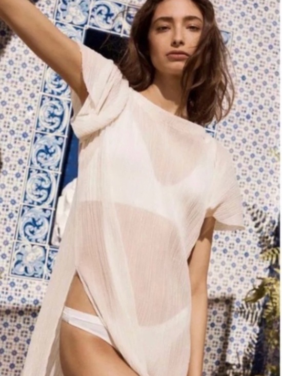Akemi + Kin Other - Anthropologie Akemi + Kin White Shimmer Sheer Coverup Dress
